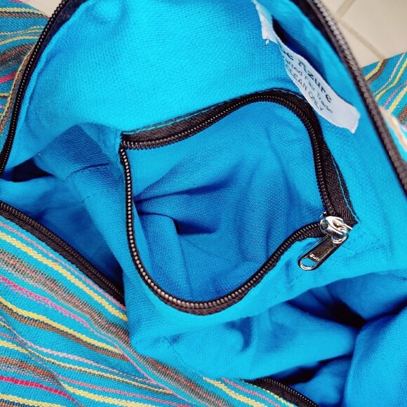 Tribe Azure Fair Trade Women's Banana Hobo Handmade Jacquard Tote Bag Boho - Picture 6 of 11